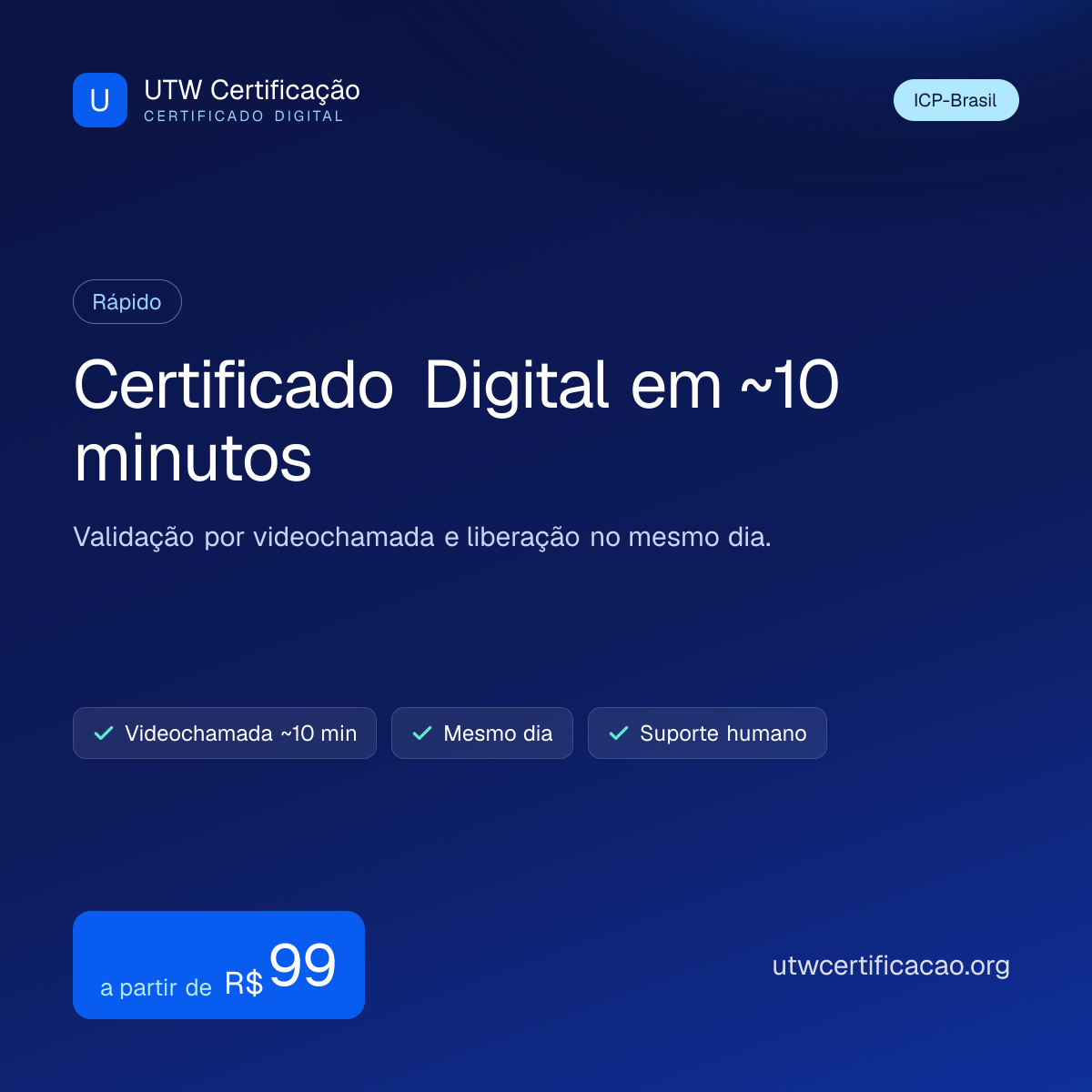 Certificado digital A1 emitido em ~10 minutos por videochamada